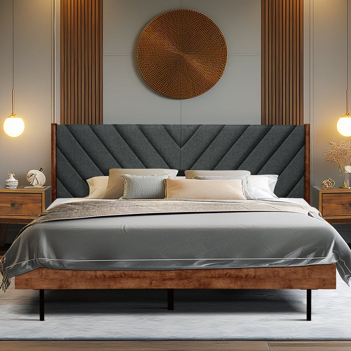 Acacia Astoria Upholstered Solid Wood Bed Frame