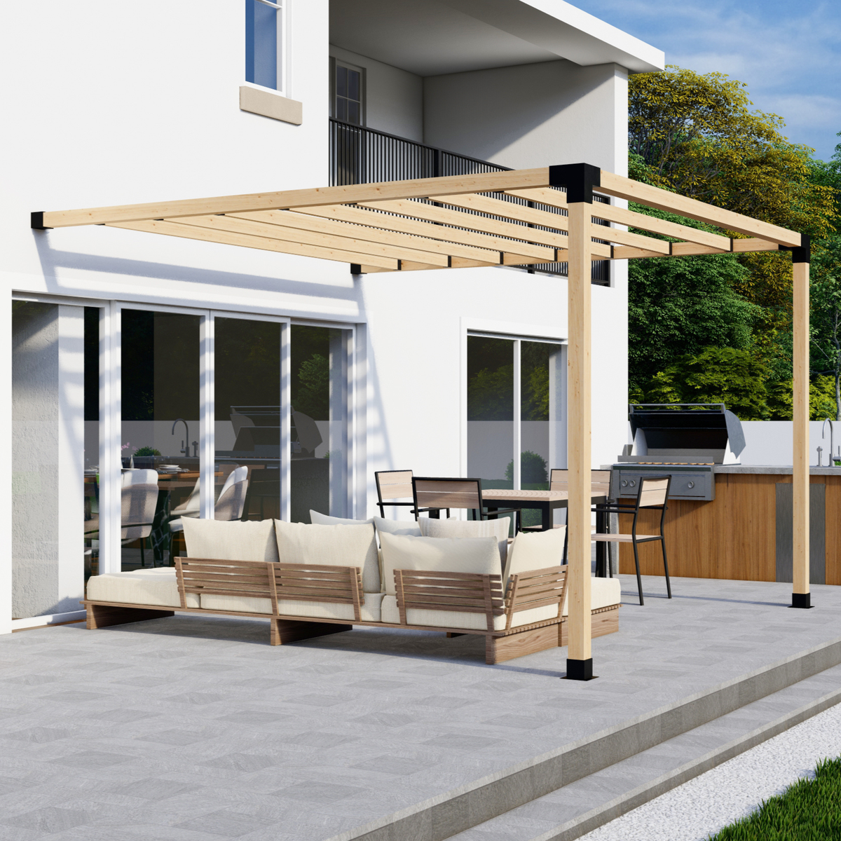 DIY Pergola Bracket Kit for an Attached Pergola With Slatted Roof - An ...