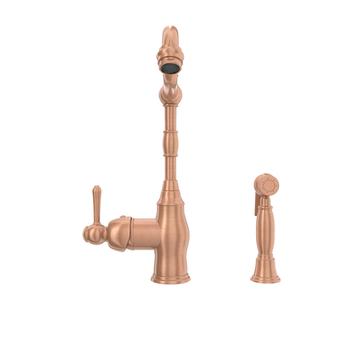 One-Handle Copper Widespread Kitchen Faucet with Side Sprayer — AK96918-C-48