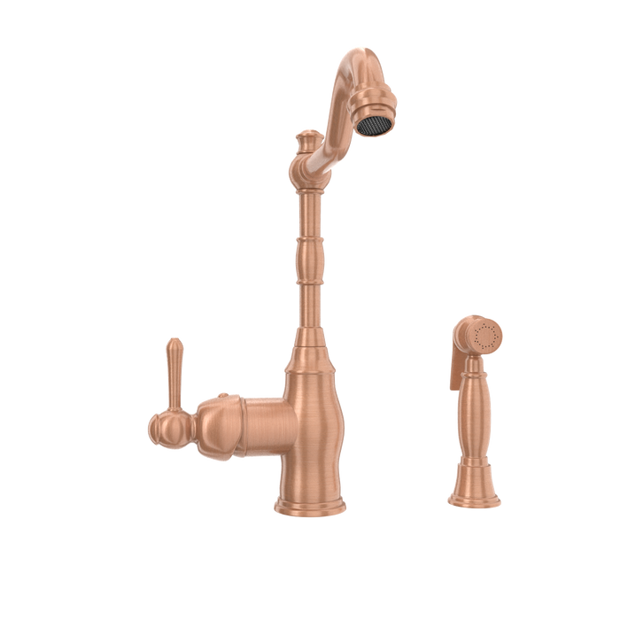 One-Handle Copper Widespread Kitchen Faucet with Side Sprayer — AK96918-C-48