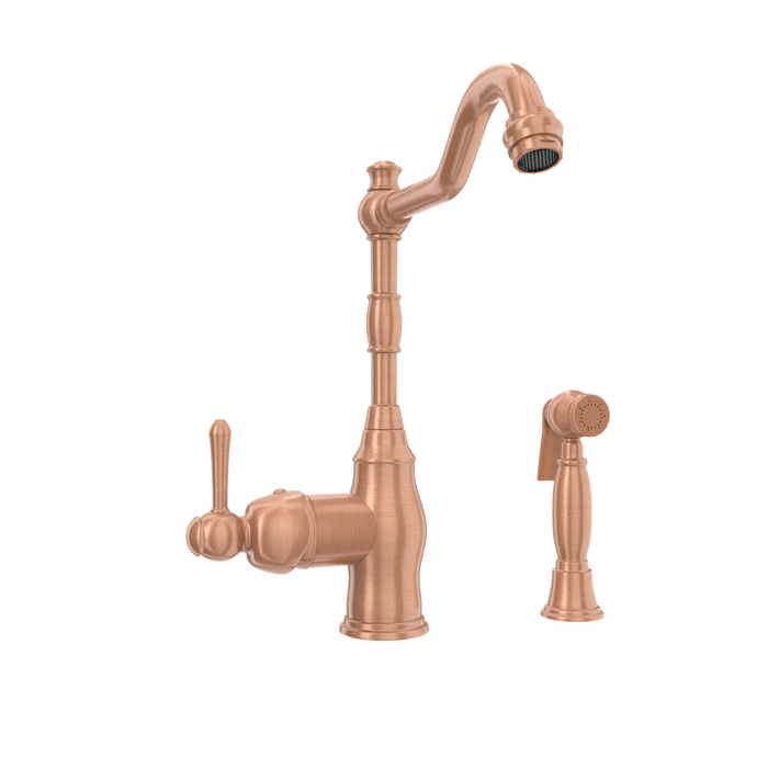 One-Handle Copper Widespread Kitchen Faucet with Side Sprayer — AK96918-C-48