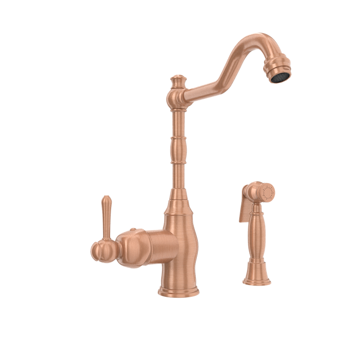 One-Handle Copper Widespread Kitchen Faucet with Side Sprayer — AK96918-C-48