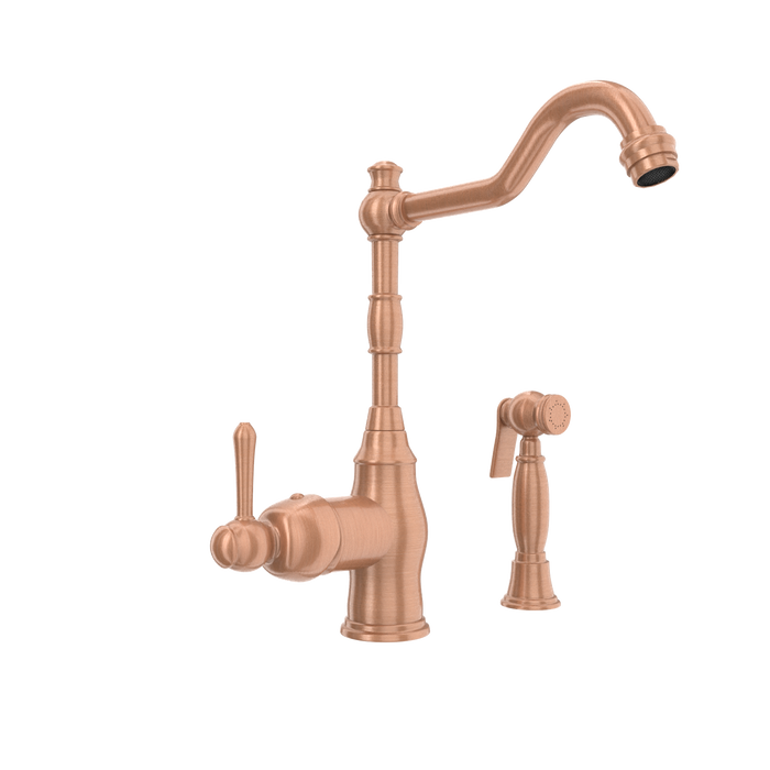 One-Handle Copper Widespread Kitchen Faucet with Side Sprayer — AK96918-C-48