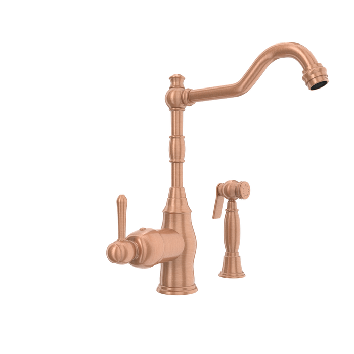 One-Handle Copper Widespread Kitchen Faucet with Side Sprayer — AK96918-C-48