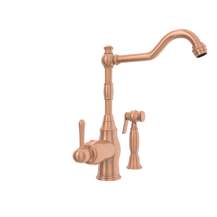 One-Handle Copper Widespread Kitchen Faucet with Side Sprayer — AK96918-C-48