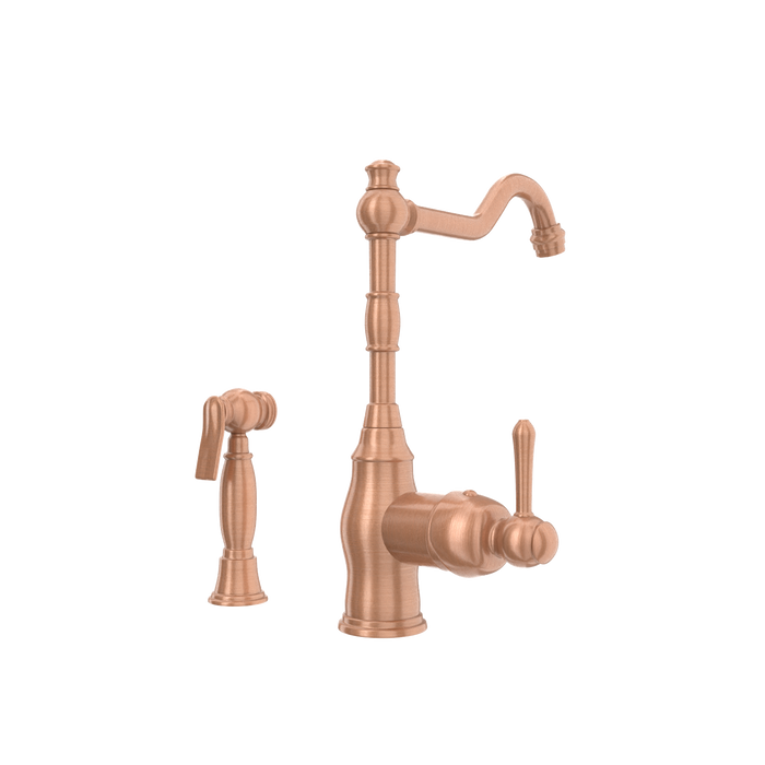One-Handle Copper Widespread Kitchen Faucet with Side Sprayer — AK96918-C-48