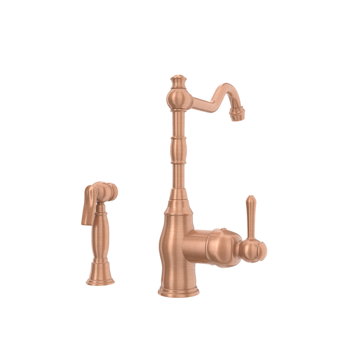 One-Handle Copper Widespread Kitchen Faucet with Side Sprayer — AK96918-C-48