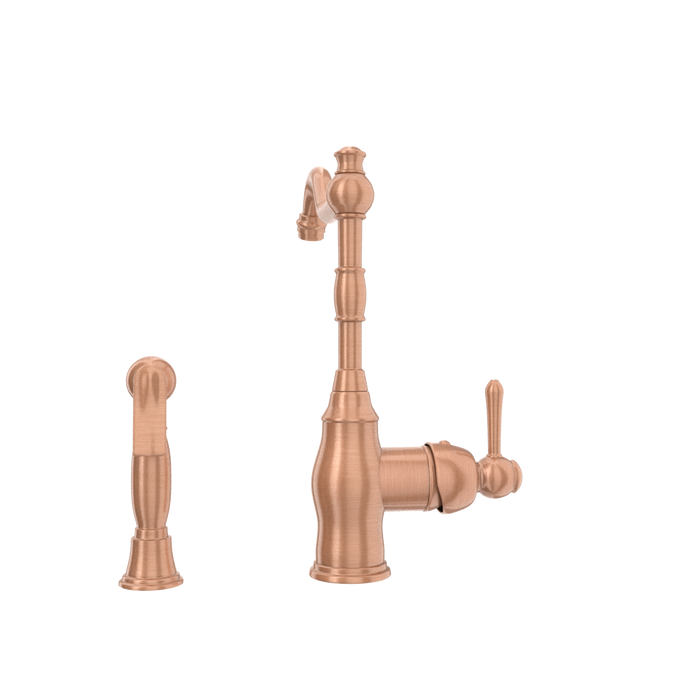 One-Handle Copper Widespread Kitchen Faucet with Side Sprayer — AK96918-C-48