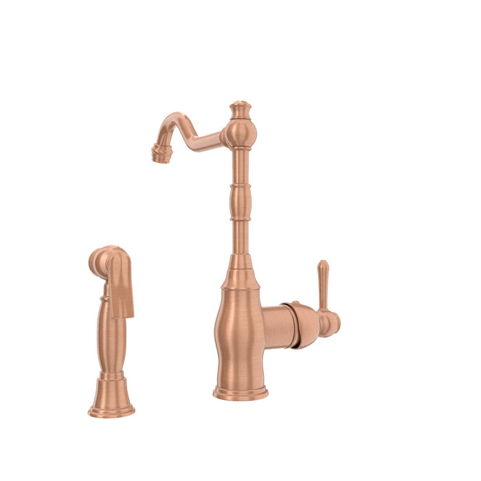One-Handle Copper Widespread Kitchen Faucet with Side Sprayer — AK96918-C-48