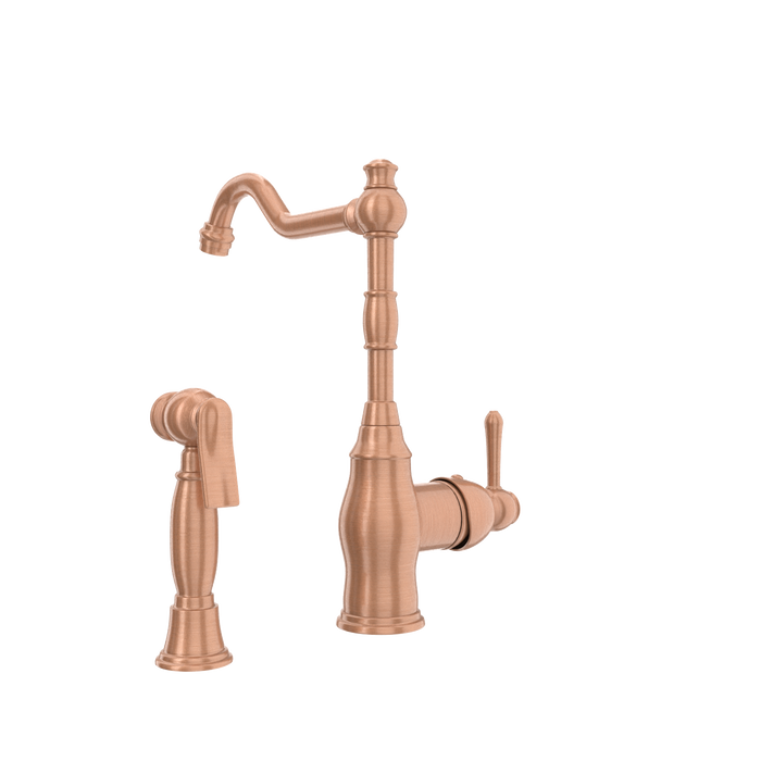 One-Handle Copper Widespread Kitchen Faucet with Side Sprayer — AK96918-C-48