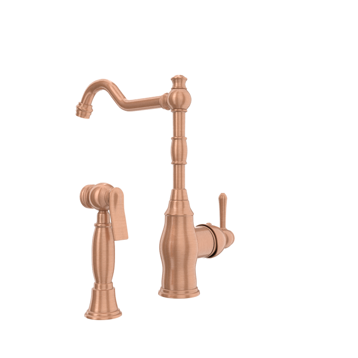 One-Handle Copper Widespread Kitchen Faucet with Side Sprayer — AK96918-C-48