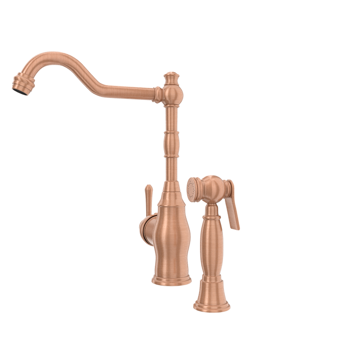 One-Handle Copper Widespread Kitchen Faucet with Side Sprayer — AK96918-C-48