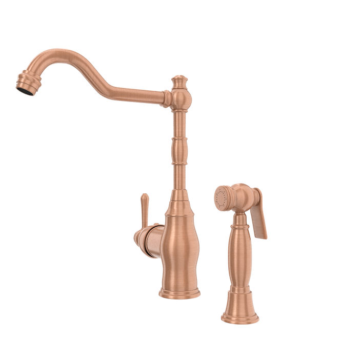 One-Handle Copper Widespread Kitchen Faucet with Side Sprayer — AK96918-C-48