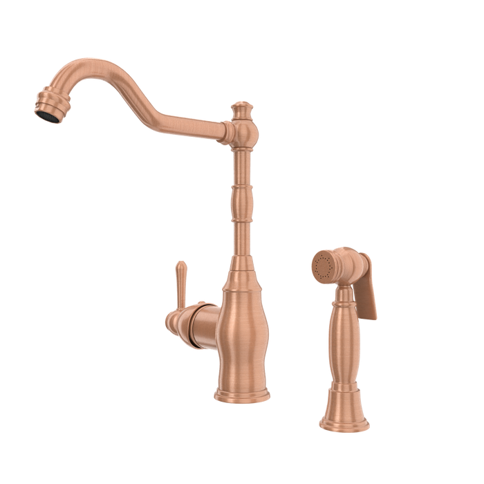 One-Handle Copper Widespread Kitchen Faucet with Side Sprayer — AK96918-C-48