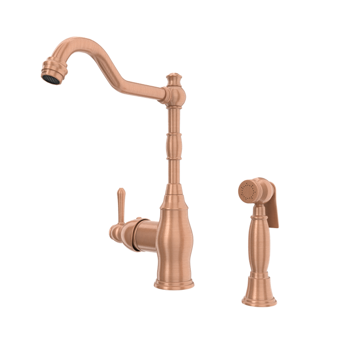 One-Handle Copper Widespread Kitchen Faucet with Side Sprayer — AK96918-C-48