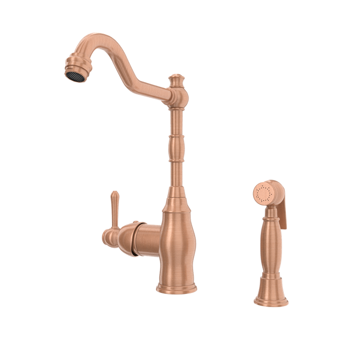 One-Handle Copper Widespread Kitchen Faucet with Side Sprayer — AK96918-C-48