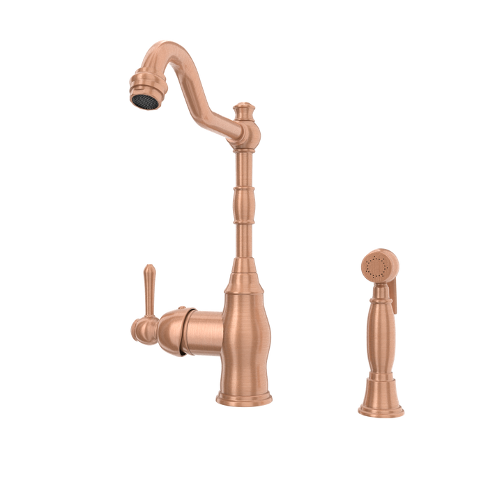 One-Handle Copper Widespread Kitchen Faucet with Side Sprayer — AK96918-C-48