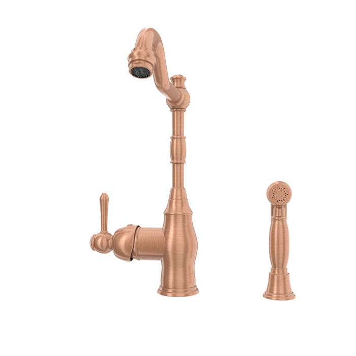 One-Handle Copper Widespread Kitchen Faucet with Side Sprayer — AK96918-C-48