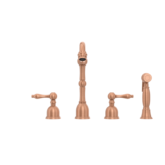 Two-Handles Copper Widespread Kitchen Faucet with Side Sprayer — AK96818-C-48