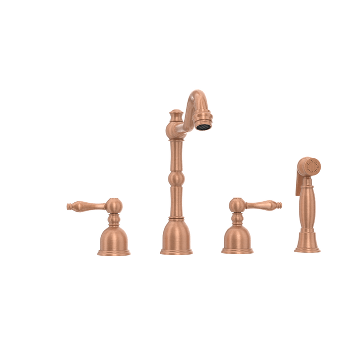 Two-Handles Copper Widespread Kitchen Faucet with Side Sprayer — AK96818-C-48
