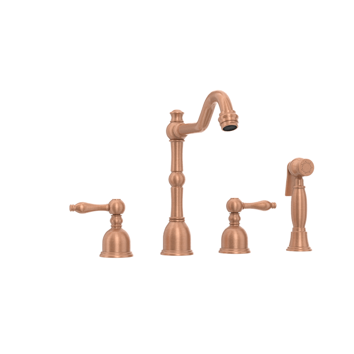 Two-Handles Copper Widespread Kitchen Faucet with Side Sprayer — AK96818-C-48