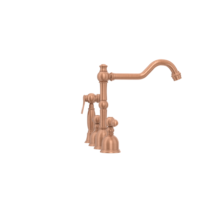 Two-Handles Copper Widespread Kitchen Faucet with Side Sprayer — AK96818-C-48