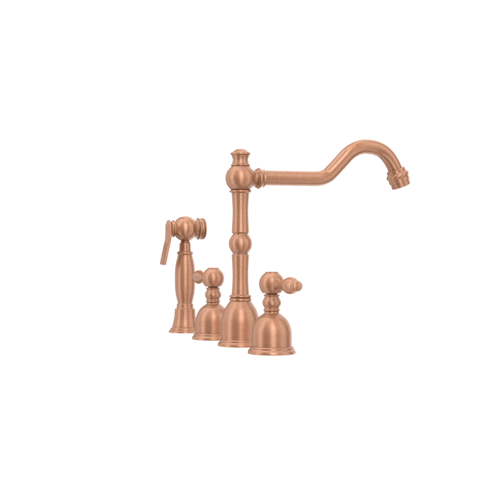 Two-Handles Copper Widespread Kitchen Faucet with Side Sprayer — AK96818-C-48
