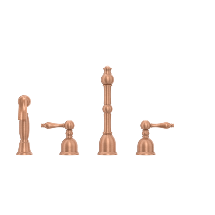 Two-Handles Copper Widespread Kitchen Faucet with Side Sprayer — AK96818-C-48