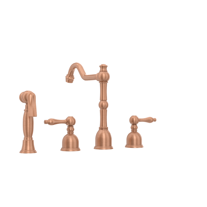 Two-Handles Copper Widespread Kitchen Faucet with Side Sprayer — AK96818-C-48