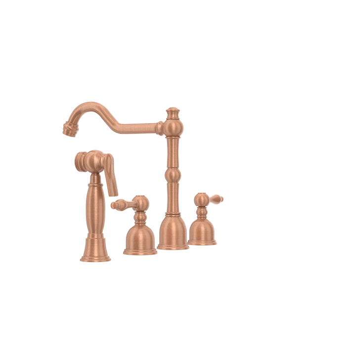 Two-Handles Copper Widespread Kitchen Faucet with Side Sprayer — AK96818-C-48