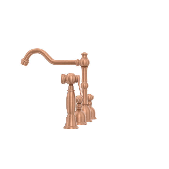 Two-Handles Copper Widespread Kitchen Faucet with Side Sprayer — AK96818-C-48