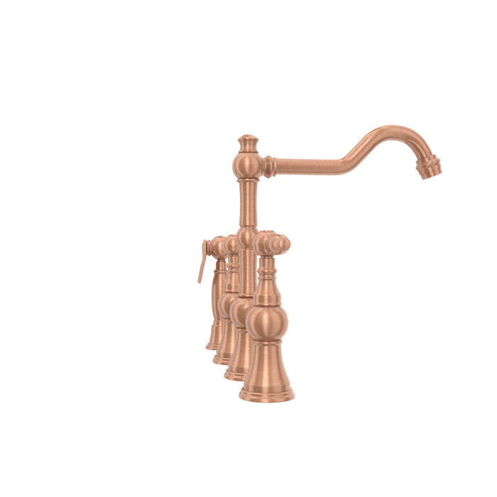 Two-Handles Copper Bridge Kitchen Faucet with Side Sprayer — AK96718-C-48