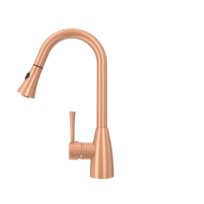 Copper Pull Out Kitchen Faucet, Single Level Solid Brass Kitchen Sink Faucets with Pull Down Sprayer — AK96455-C-48