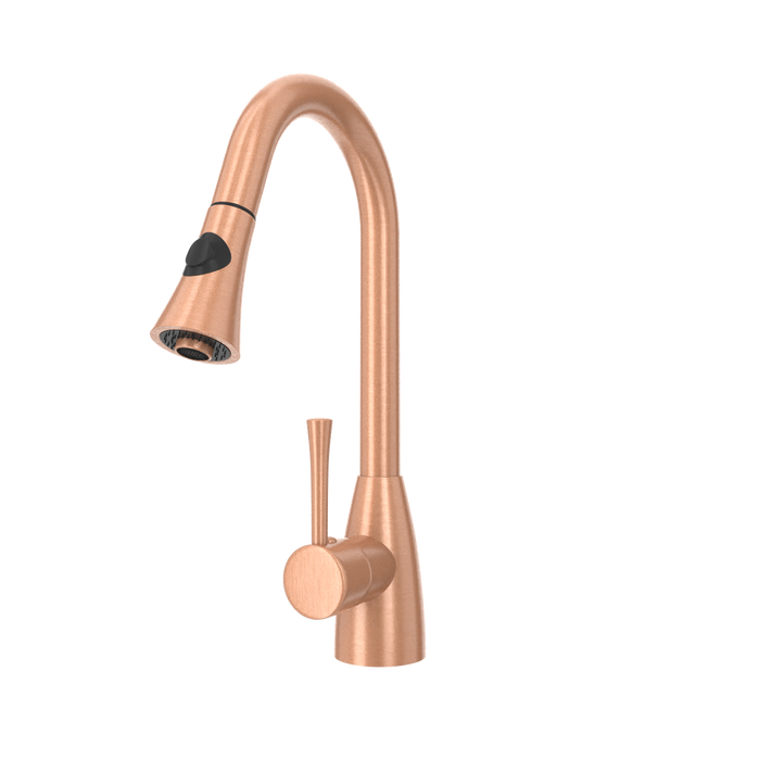 Copper Pull Out Kitchen Faucet, Single Level Solid Brass Kitchen Sink Faucets with Pull Down Sprayer — AK96455-C-48