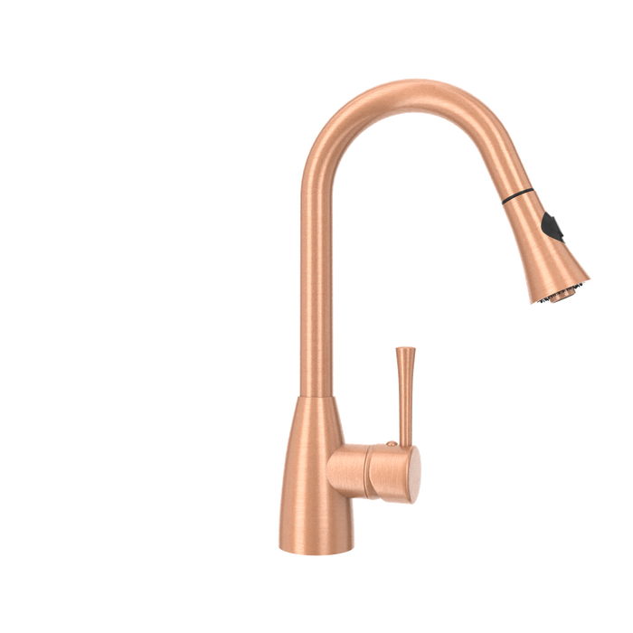 Copper Pull Out Kitchen Faucet, Single Level Solid Brass Kitchen Sink Faucets with Pull Down Sprayer — AK96455-C-48