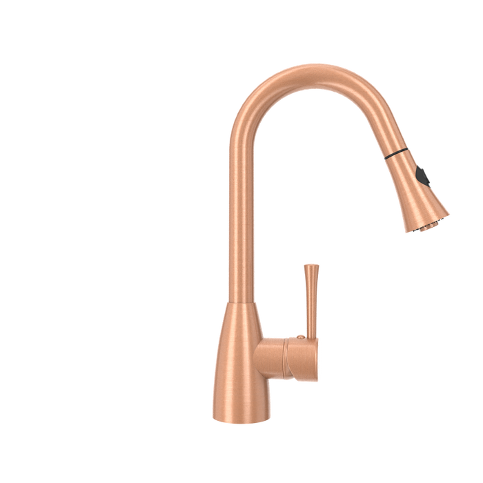 Copper Pull Out Kitchen Faucet, Single Level Solid Brass Kitchen Sink Faucets with Pull Down Sprayer — AK96455-C-48