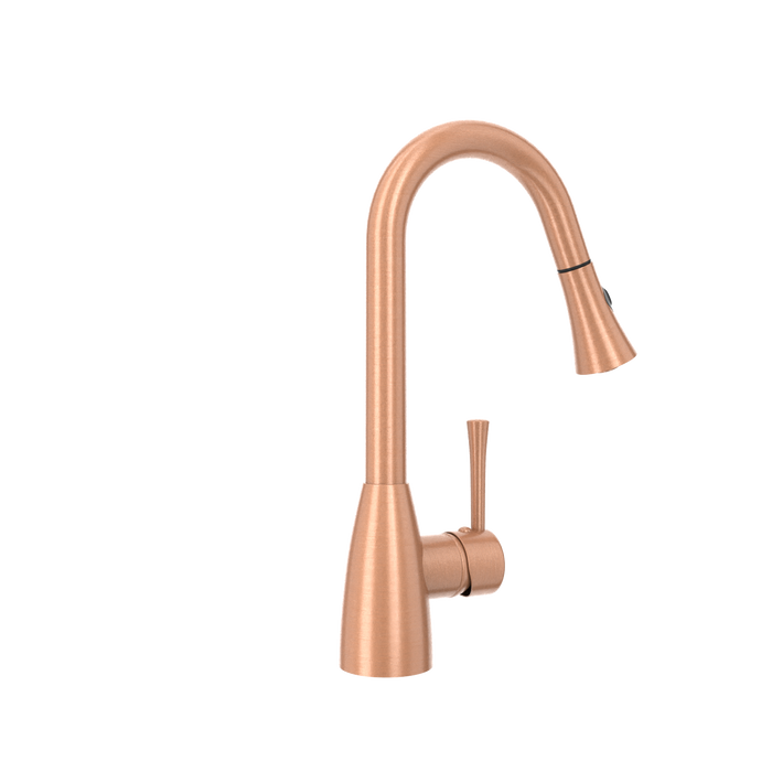 Copper Pull Out Kitchen Faucet, Single Level Solid Brass Kitchen Sink Faucets with Pull Down Sprayer — AK96455-C-48