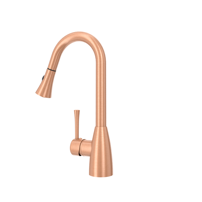 Copper Pull Out Kitchen Faucet, Single Level Solid Brass Kitchen Sink Faucets with Pull Down Sprayer — AK96455-C-48