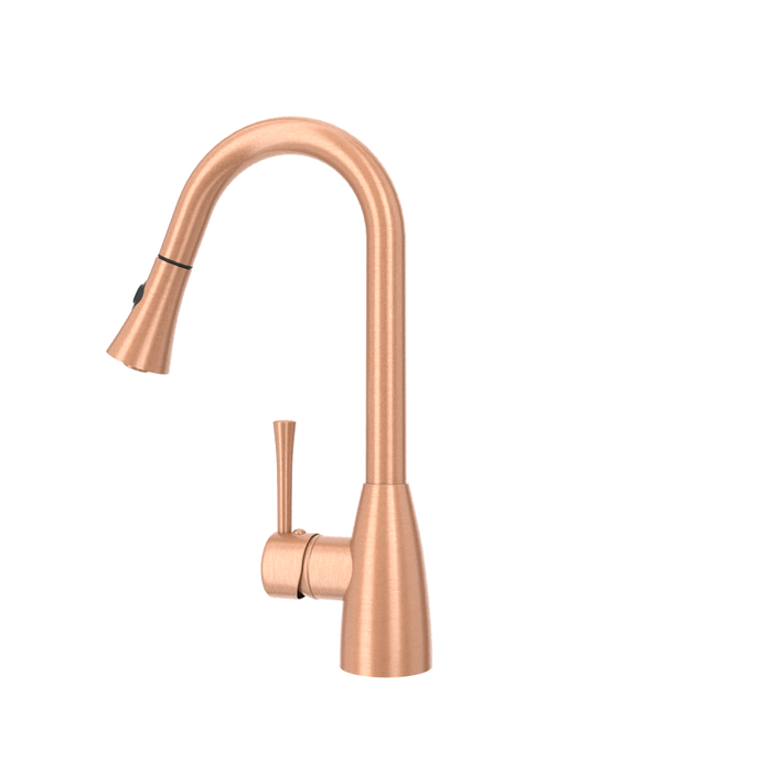Copper Pull Out Kitchen Faucet, Single Level Solid Brass Kitchen Sink Faucets with Pull Down Sprayer — AK96455-C-48