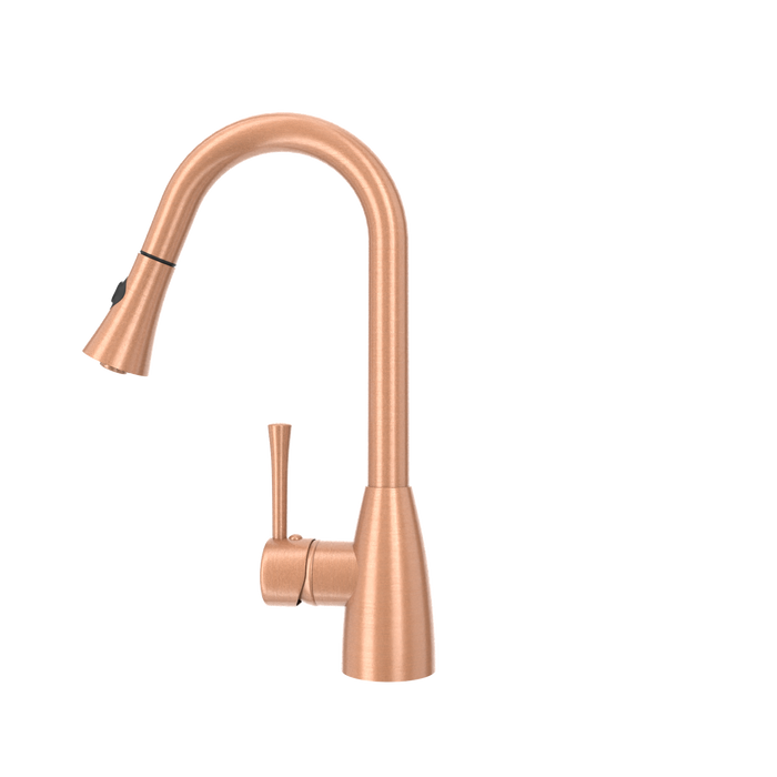 Copper Pull Out Kitchen Faucet, Single Level Solid Brass Kitchen Sink Faucets with Pull Down Sprayer — AK96455-C-48