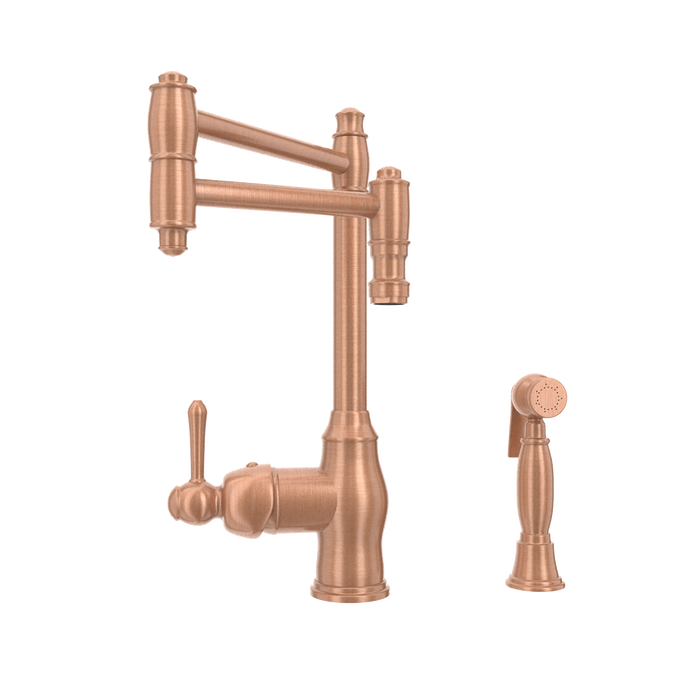 One-Handle Copper Pot Filler Kitchen Faucet with Side Sprayer