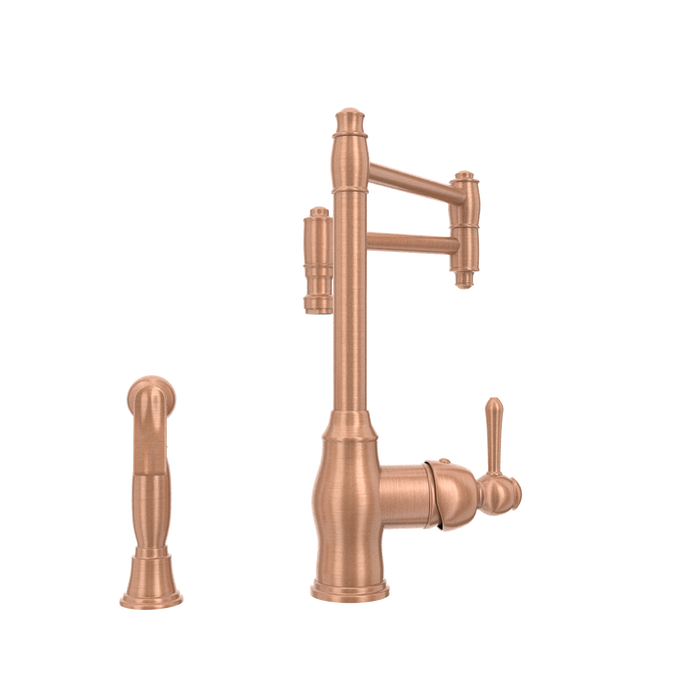 One-Handle Copper Pot Filler Kitchen Faucet with Side Sprayer - AK96918P2