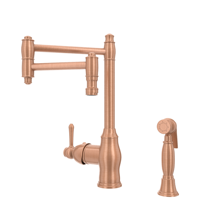 One-Handle Copper Pot Filler Kitchen Faucet with Side Sprayer - AK96918P2