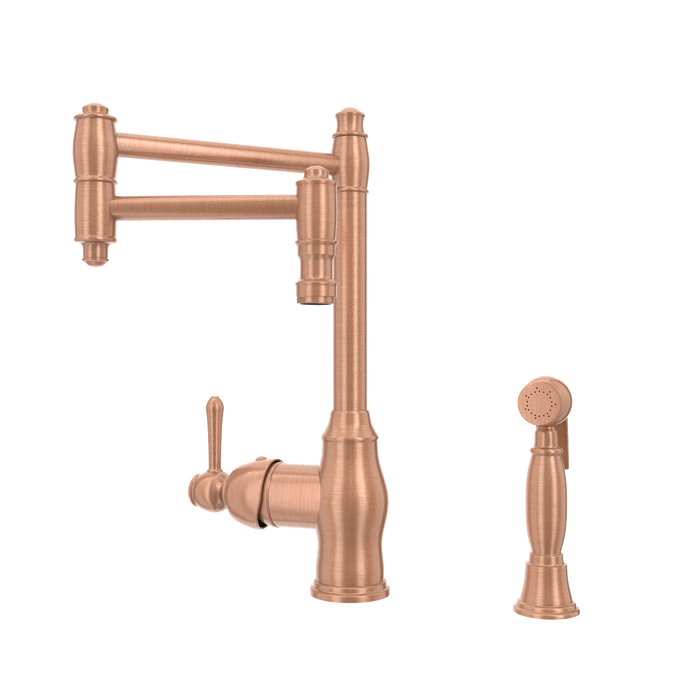 One-Handle Copper Pot Filler Kitchen Faucet with Side Sprayer