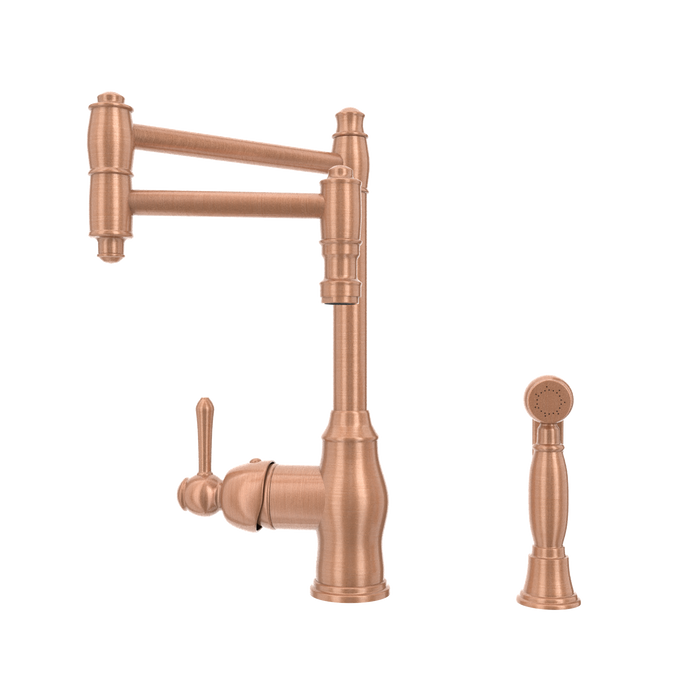 One-Handle Copper Pot Filler Kitchen Faucet with Side Sprayer