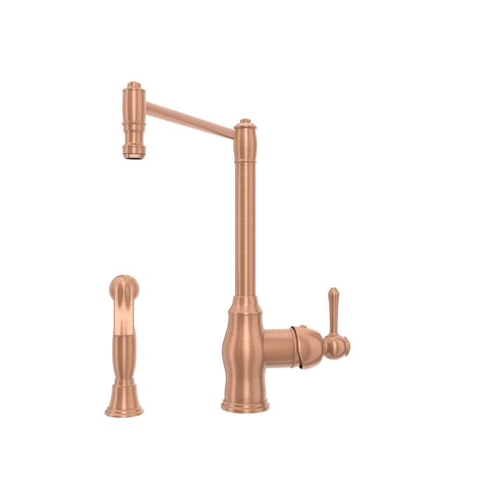 One-Handle Copper Pot Filler Kitchen Faucet with Side Sprayer — AK96918P1-C-48