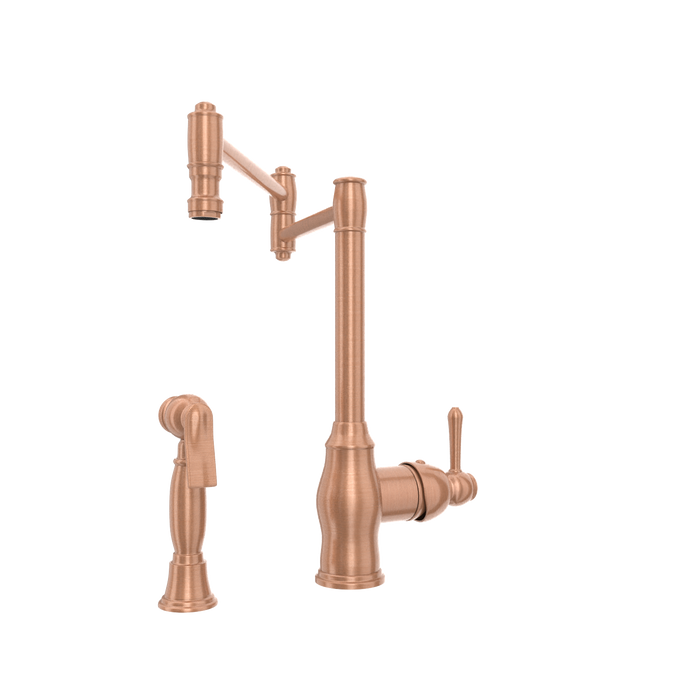One-Handle Copper Pot Filler Kitchen Faucet with Side Sprayer — AK96918P1-C-48