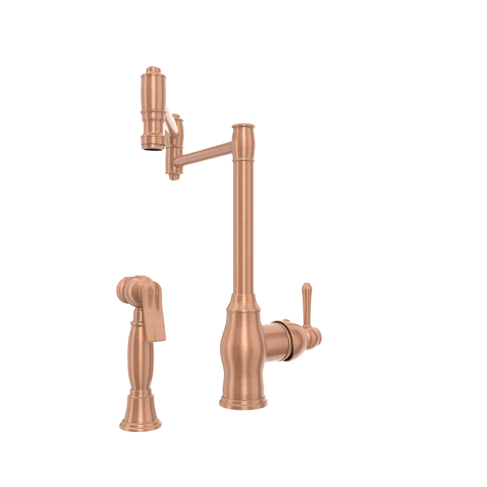 One-Handle Copper Pot Filler Kitchen Faucet with Side Sprayer - AK96918P1