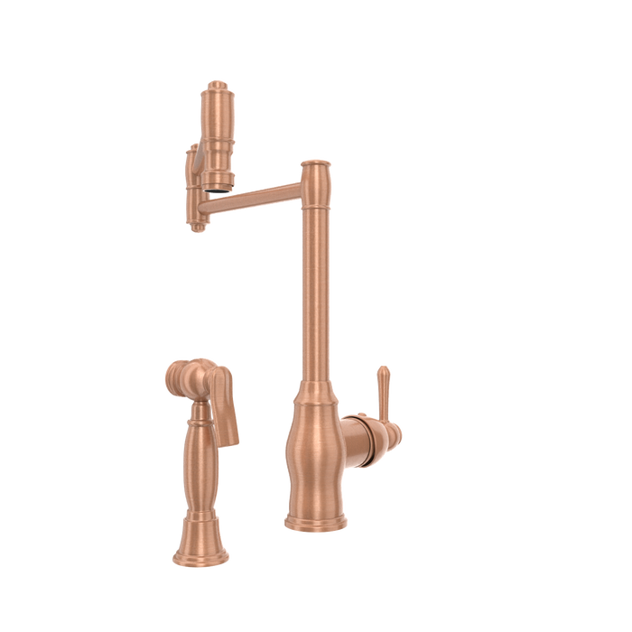 One-Handle Copper Pot Filler Kitchen Faucet with Side Sprayer — AK96918P1-C-48