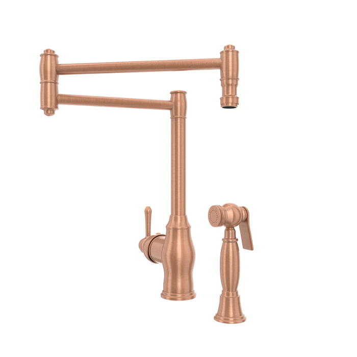 One-Handle Copper Pot Filler Kitchen Faucet with Side Sprayer — AK96918P1-C-48
